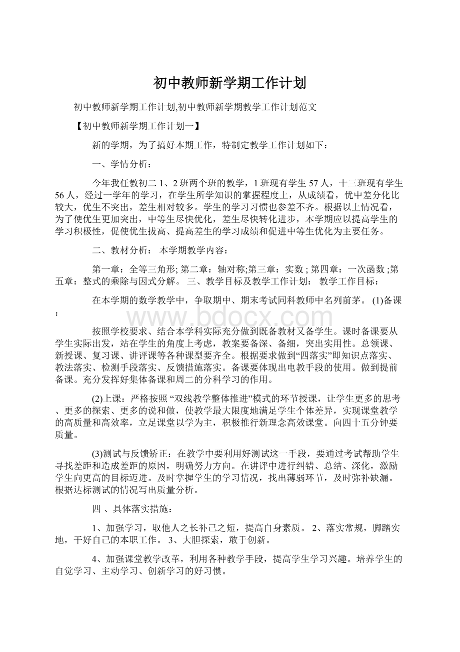 初中教师新学期工作计划.docx