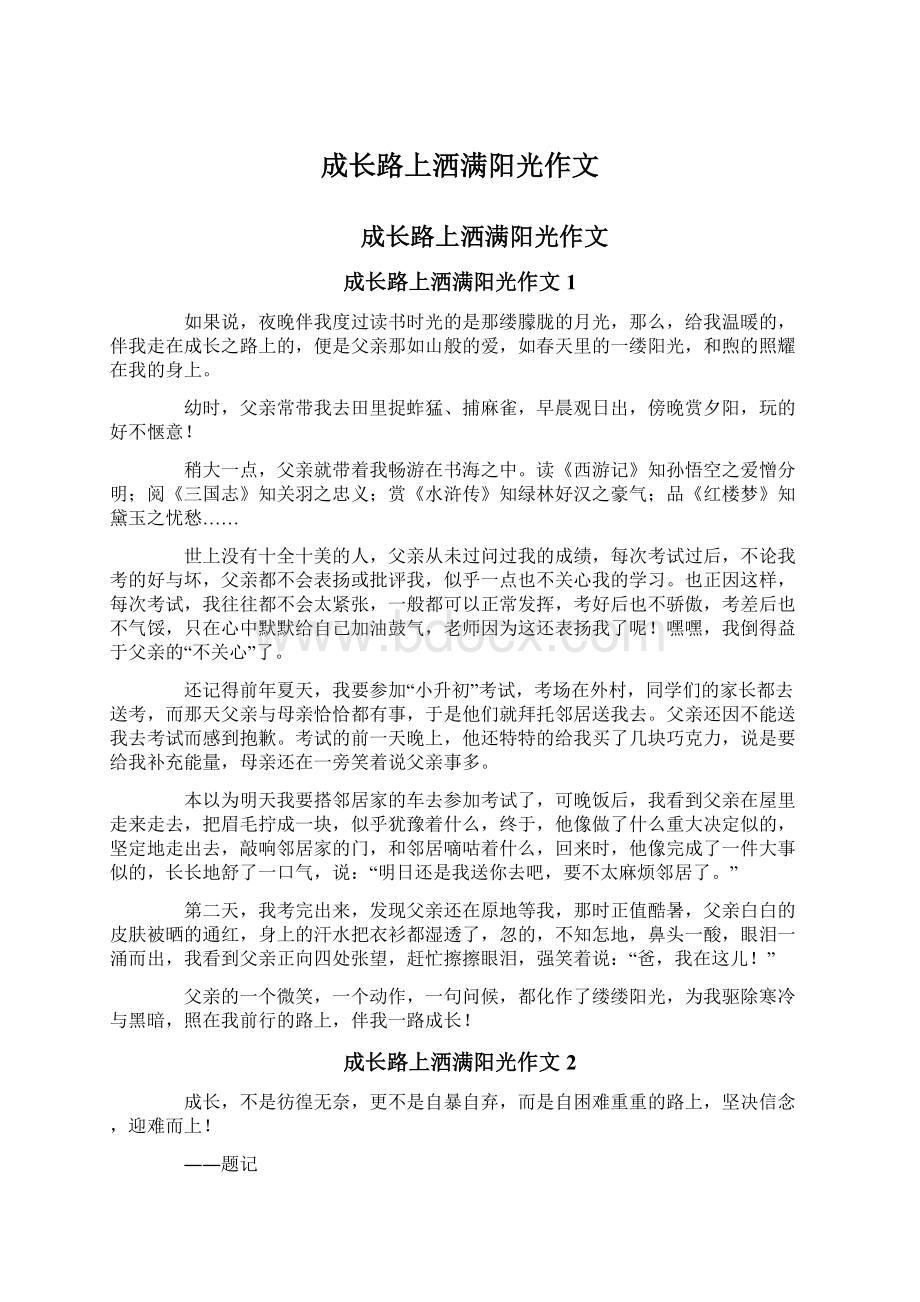 成长路上洒满阳光作文.docx_第1页