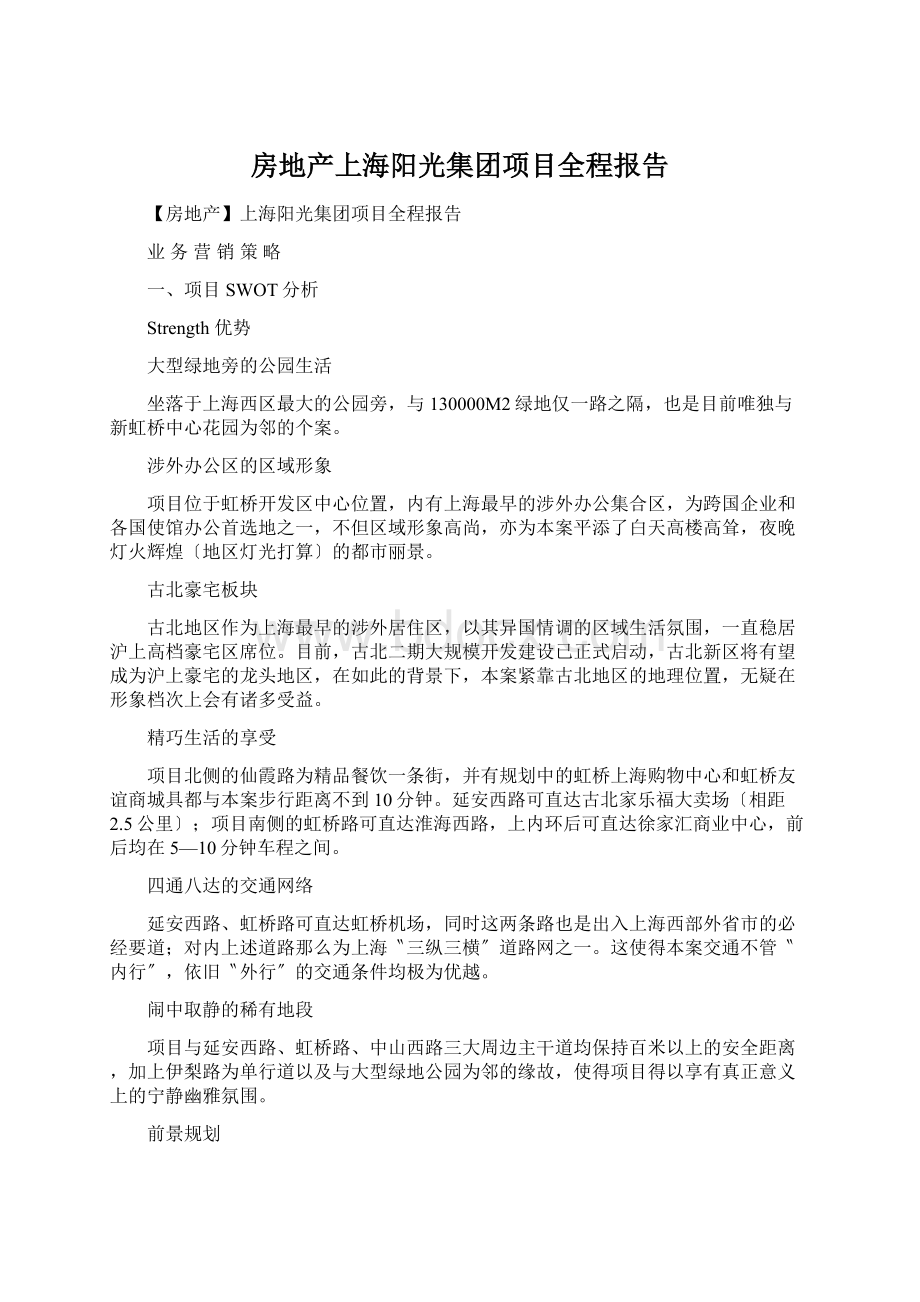 房地产上海阳光集团项目全程报告文档格式.docx