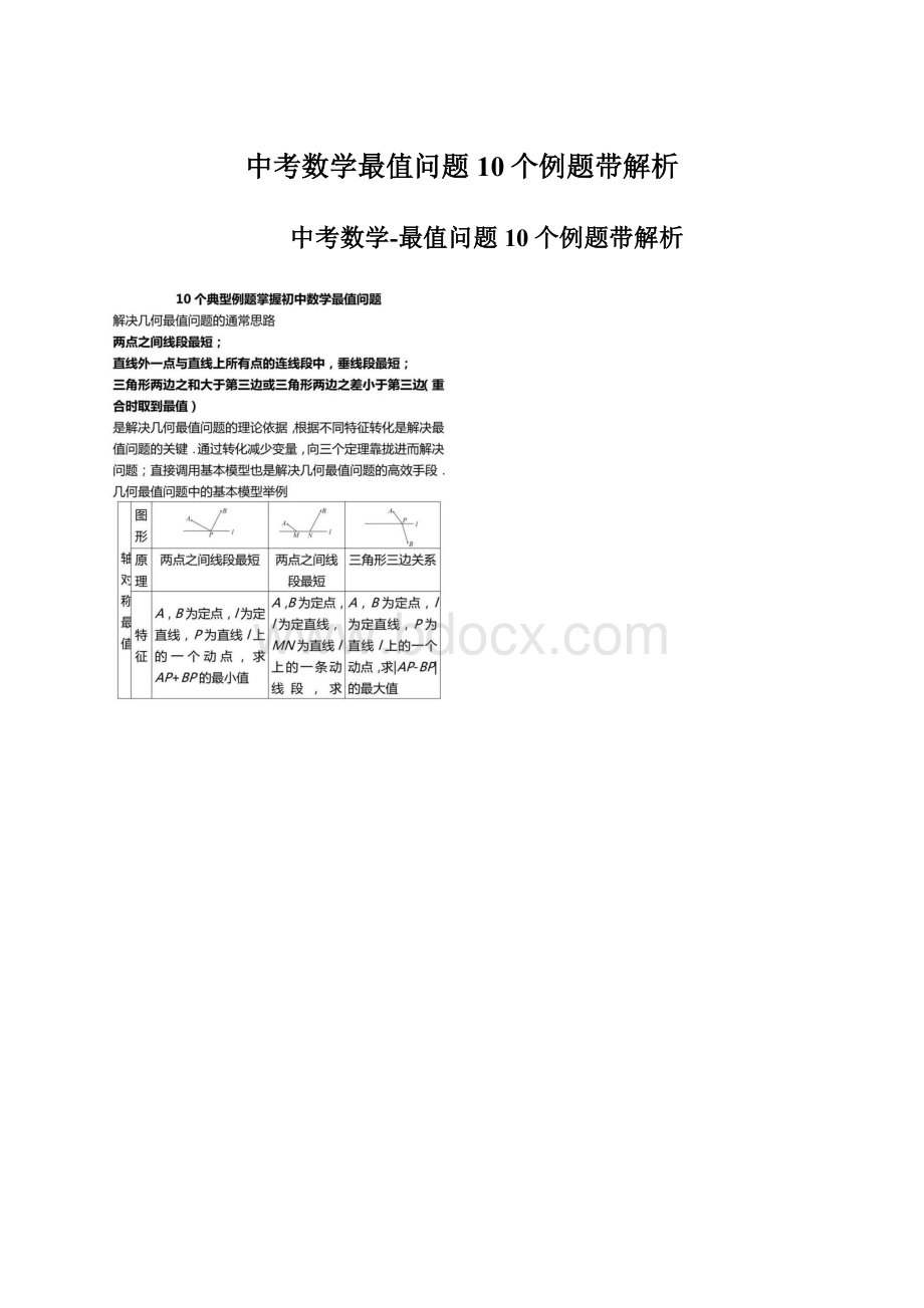 中考数学最值问题10个例题带解析Word格式文档下载.docx