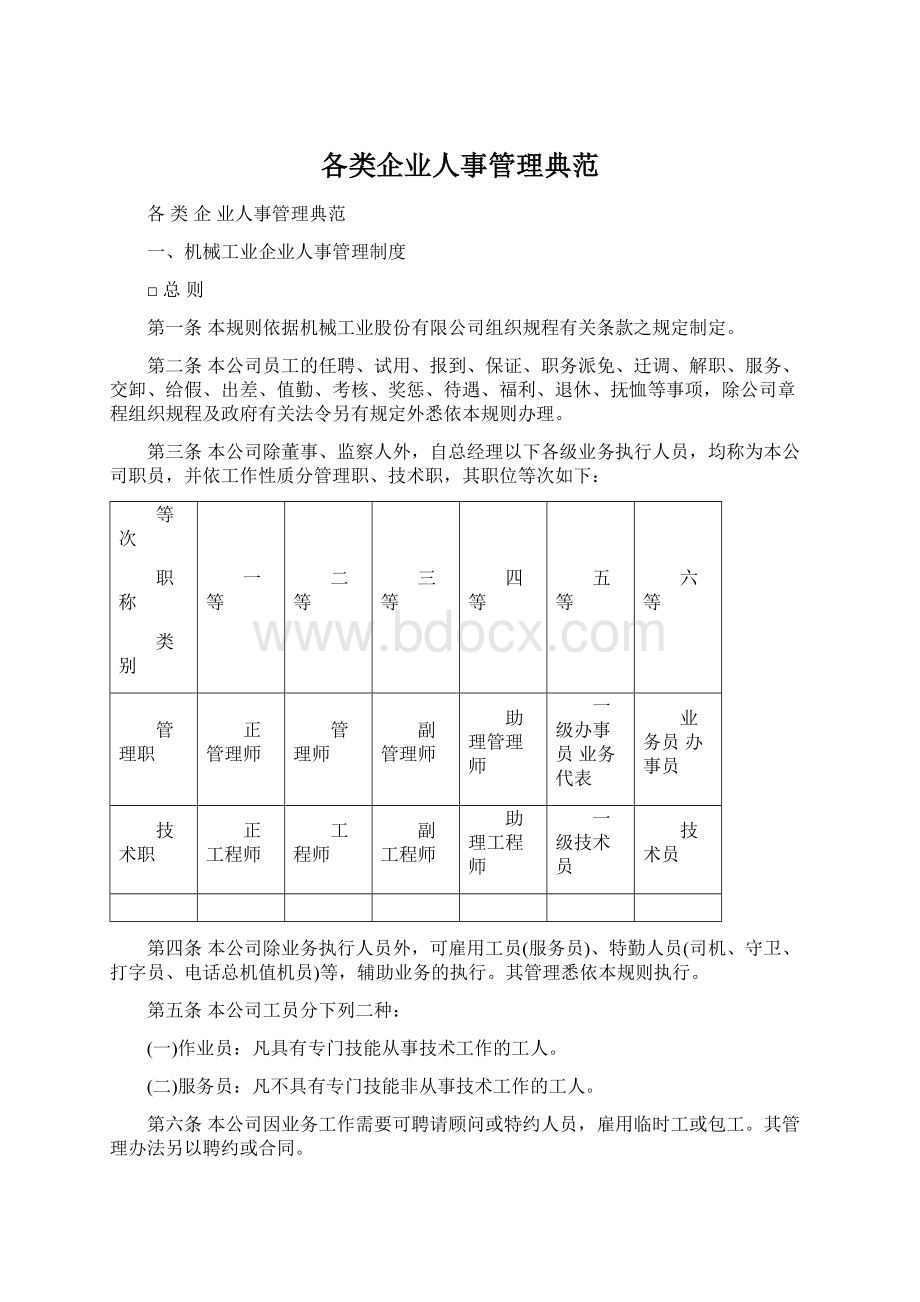 各类企业人事管理典范Word文件下载.docx_第1页