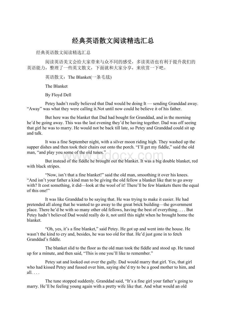 经典英语散文阅读精选汇总Word文档下载推荐.docx