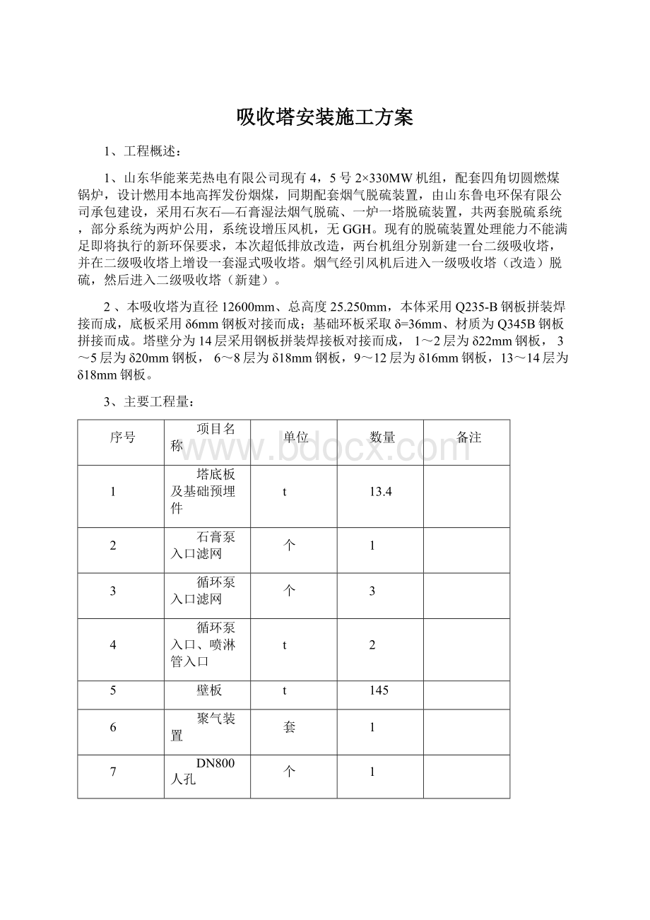 吸收塔安装施工方案文档格式.docx