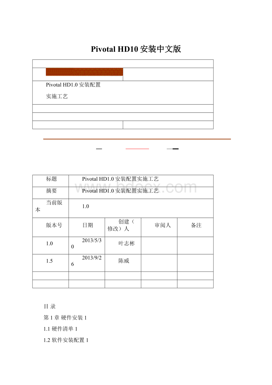 Pivotal HD10安装中文版Word格式文档下载.docx_第1页