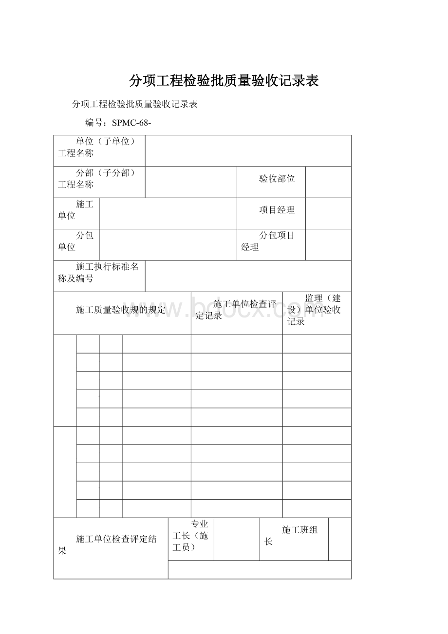 分项工程检验批质量验收记录表Word文档下载推荐.docx_第1页