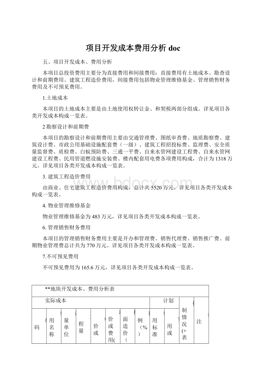 项目开发成本费用分析docWord文档格式.docx