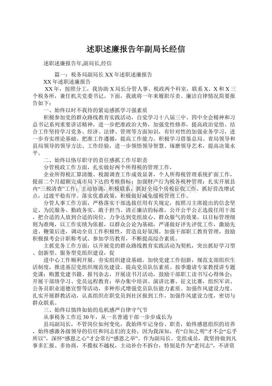 述职述廉报告年副局长经信文档格式.docx