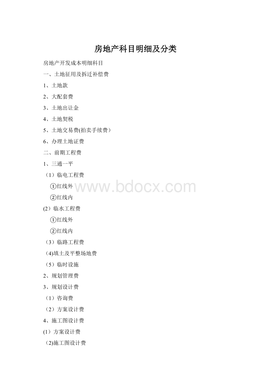 房地产科目明细及分类文档格式.docx_第1页