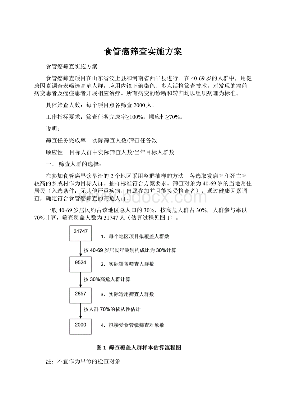 食管癌筛查实施方案Word下载.docx