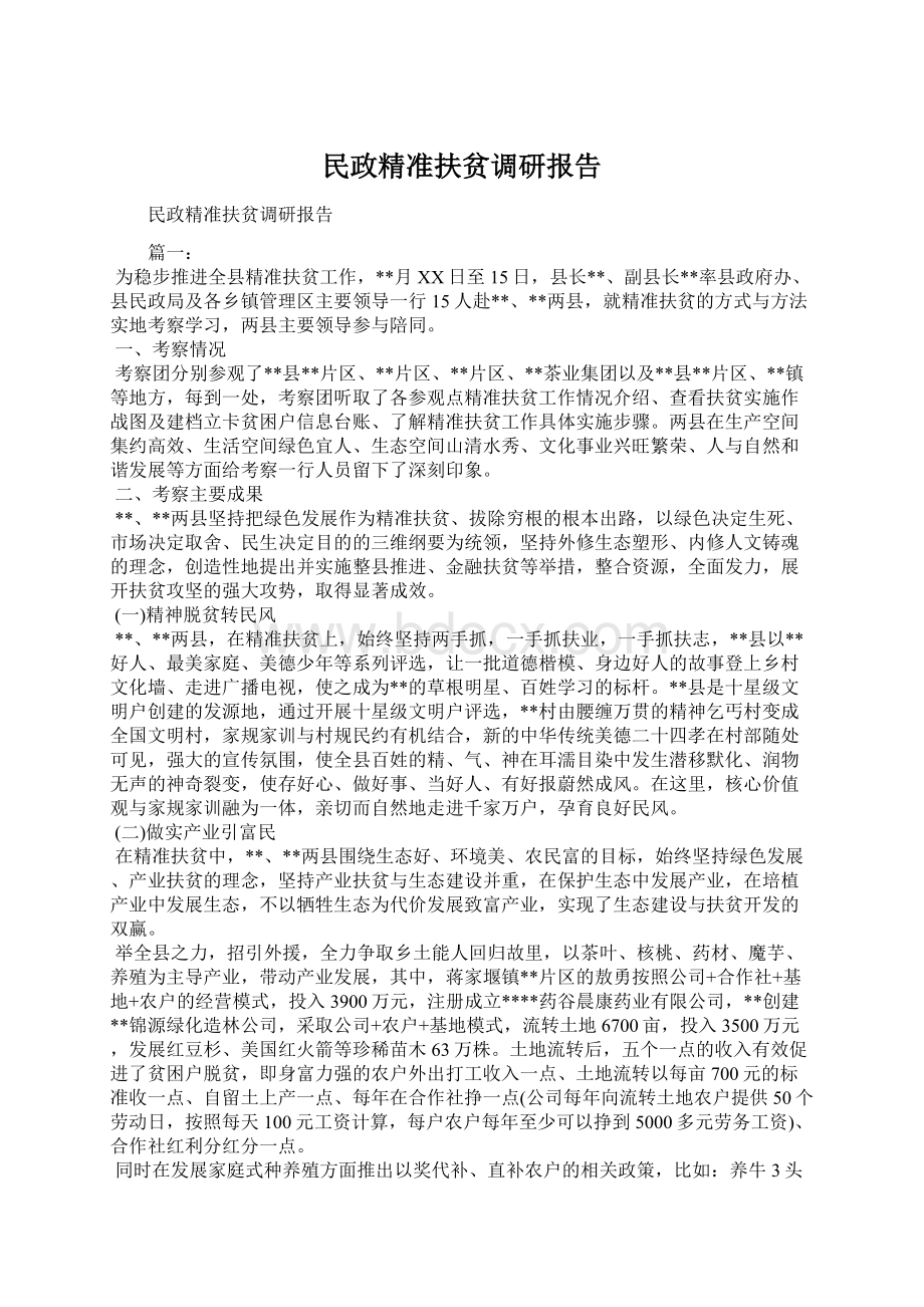 民政精准扶贫调研报告Word下载.docx_第1页