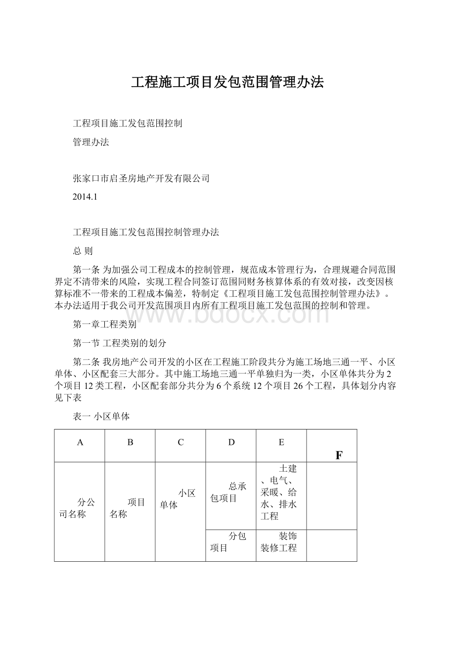 工程施工项目发包范围管理办法.docx_第1页