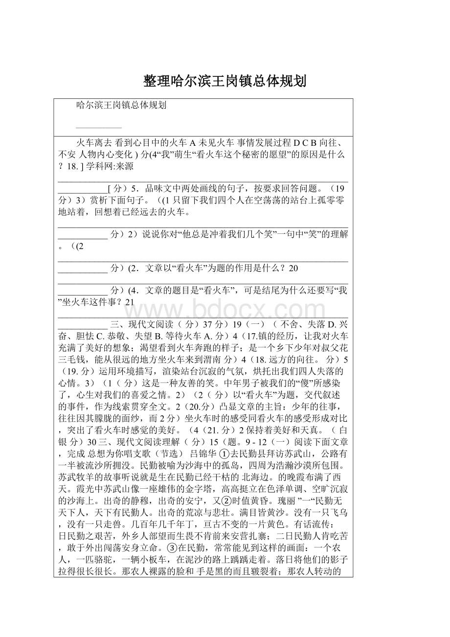 整理哈尔滨王岗镇总体规划Word文档格式.docx_第1页