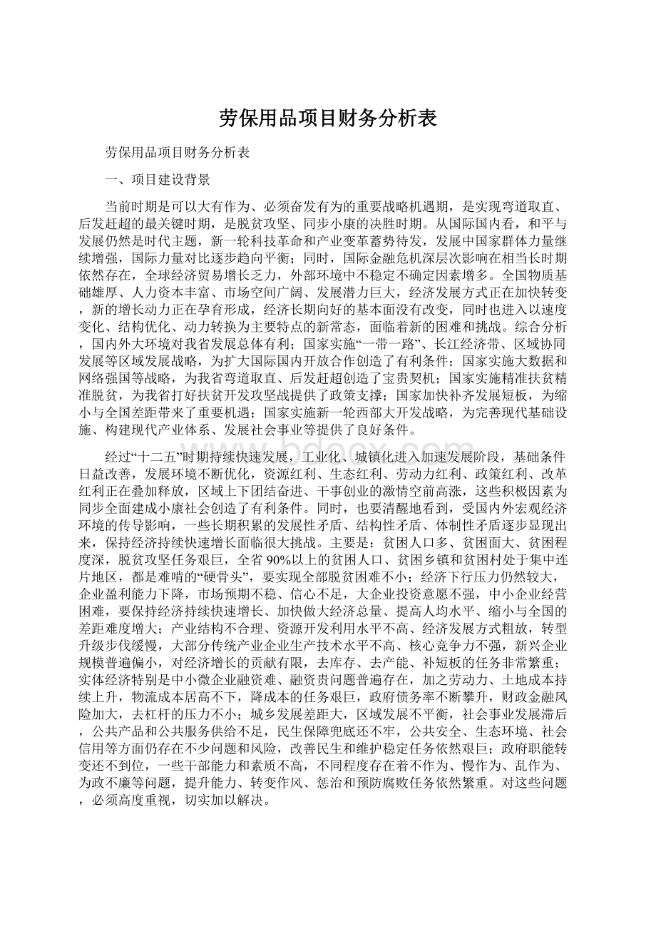 劳保用品项目财务分析表.docx_第1页