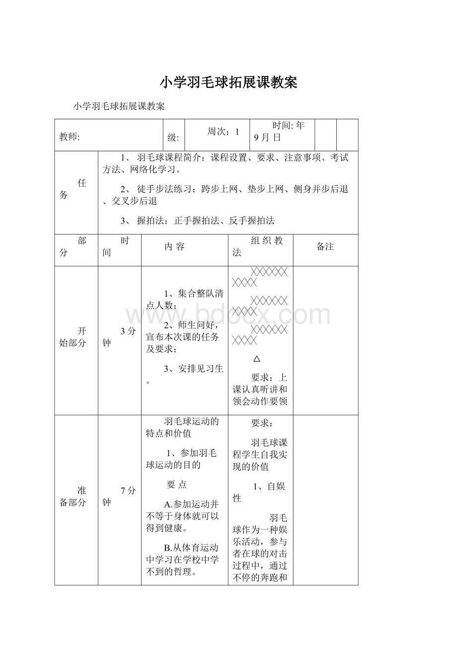 小学羽毛球拓展课教案Word格式文档下载.docx_第1页