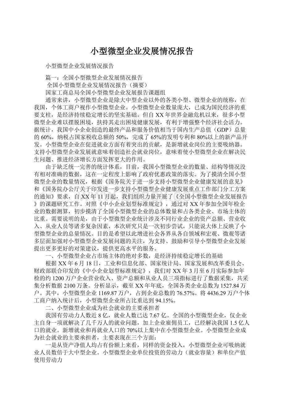 小型微型企业发展情况报告.docx