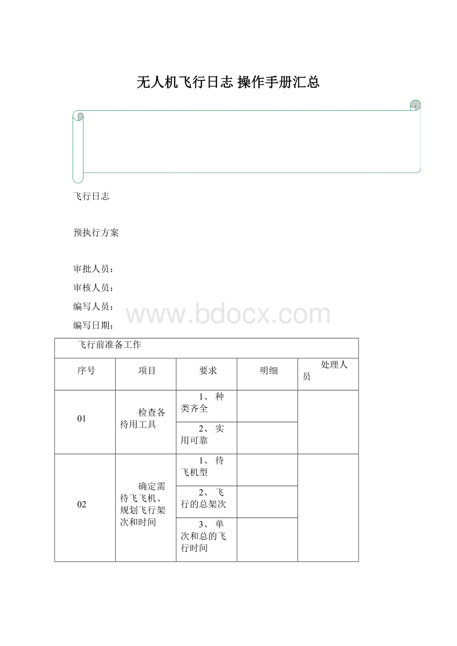 无人机飞行日志 操作手册汇总.docx