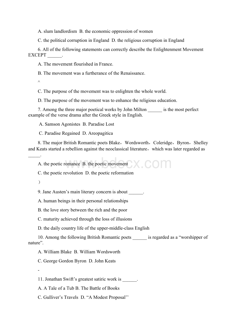 全国自考英美文学选读试题及答案解析.docx_第2页