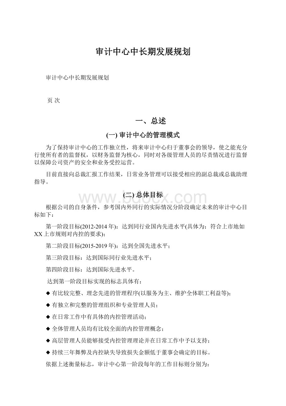 审计中心中长期发展规划.docx_第1页