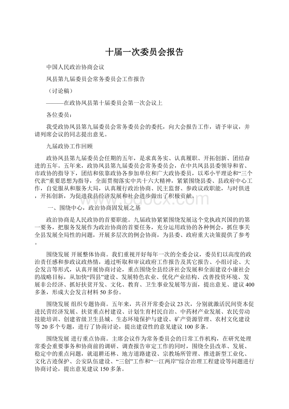 十届一次委员会报告.docx