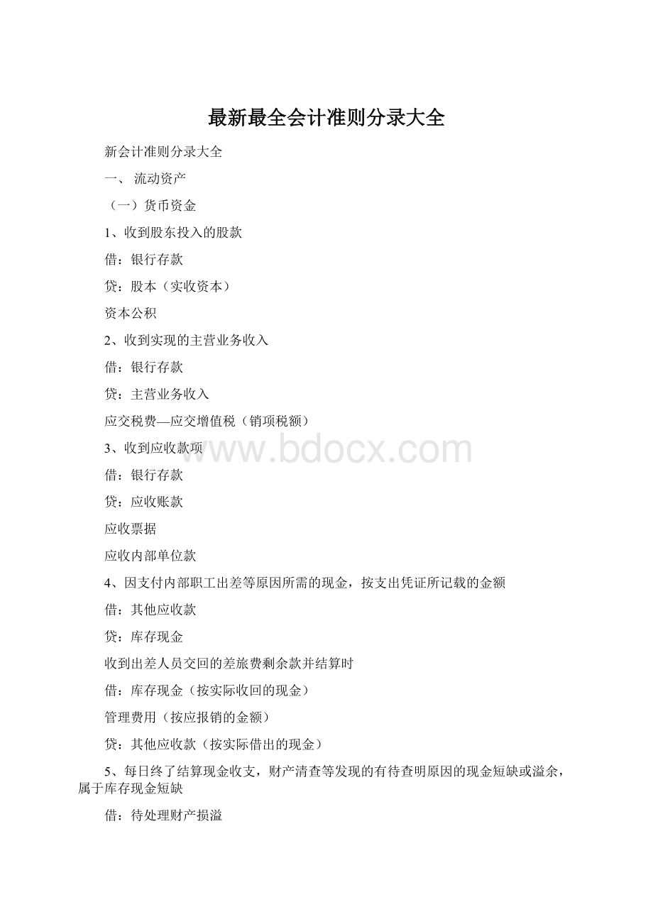 最新最全会计准则分录大全Word格式文档下载.docx