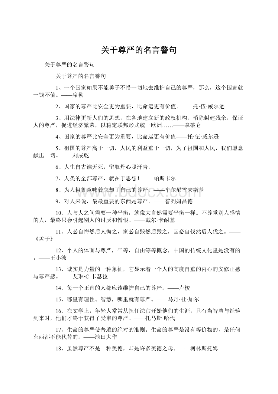 关于尊严的名言警句文档格式.docx