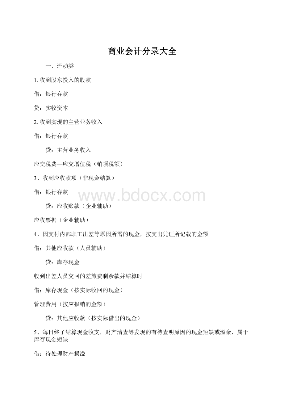 商业会计分录大全Word文档下载推荐.docx