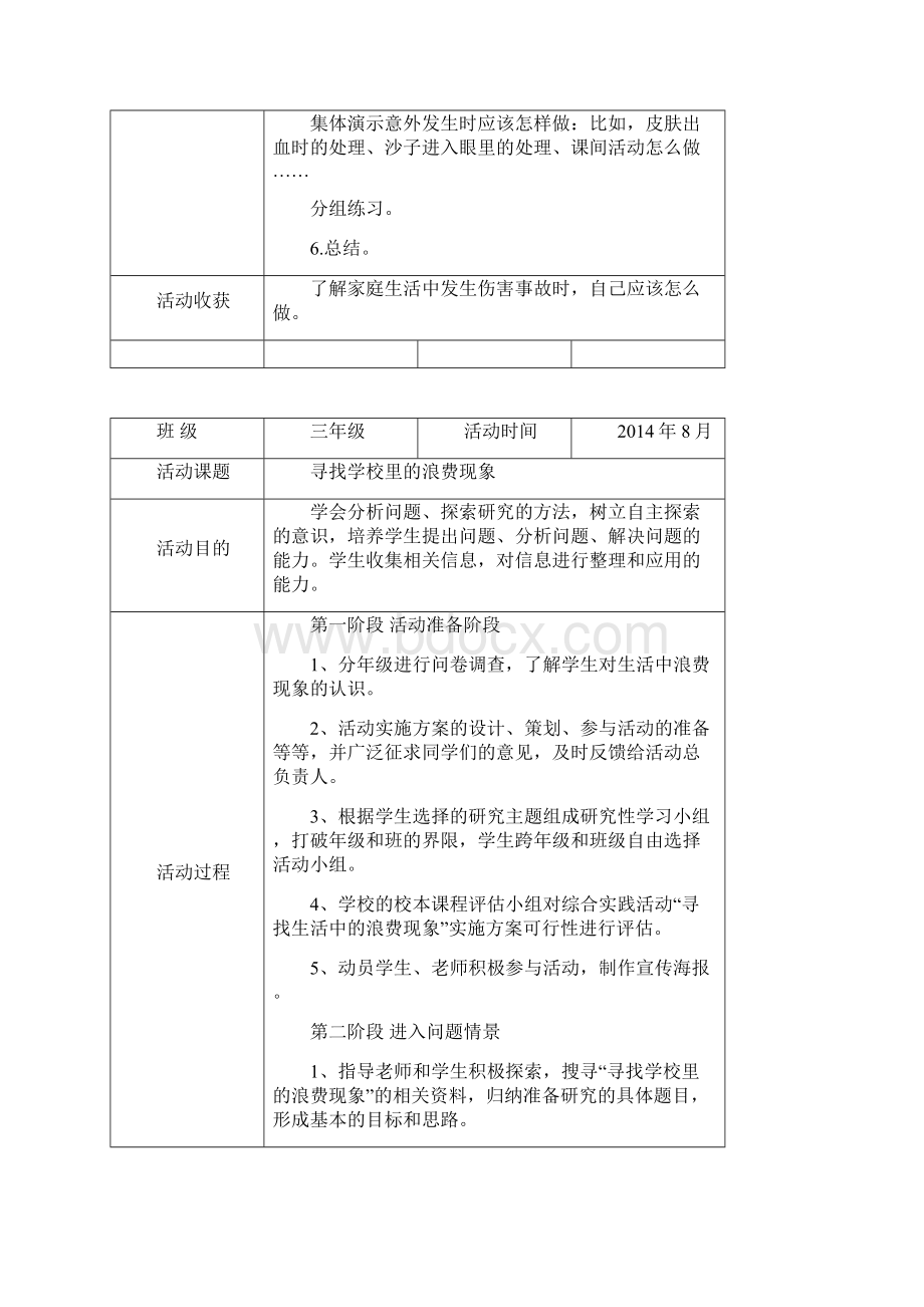 第一学期三年级综合实践活动记录文本表.docx_第2页