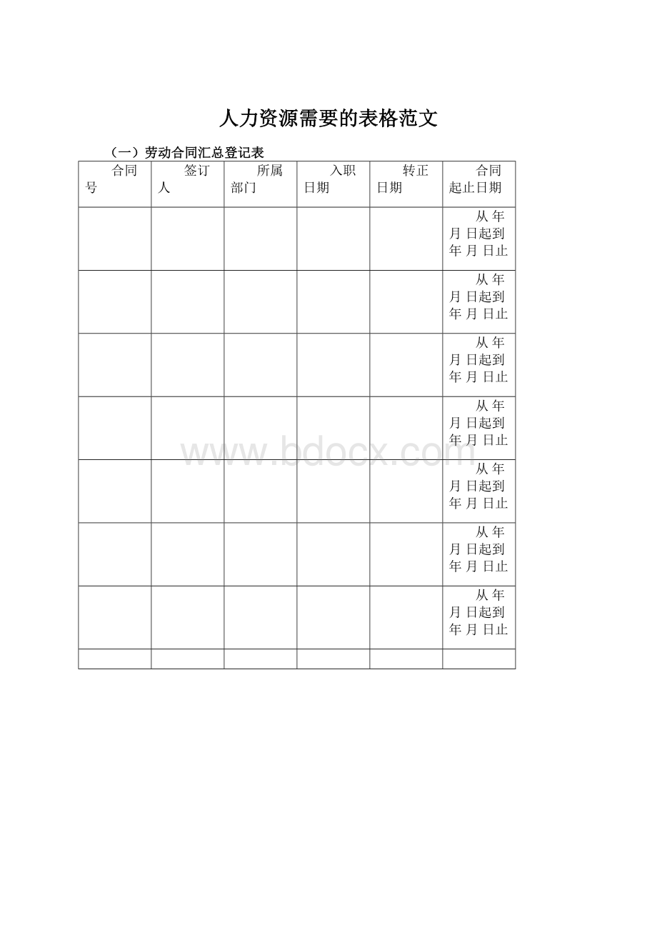 人力资源需要的表格范文.docx_第1页