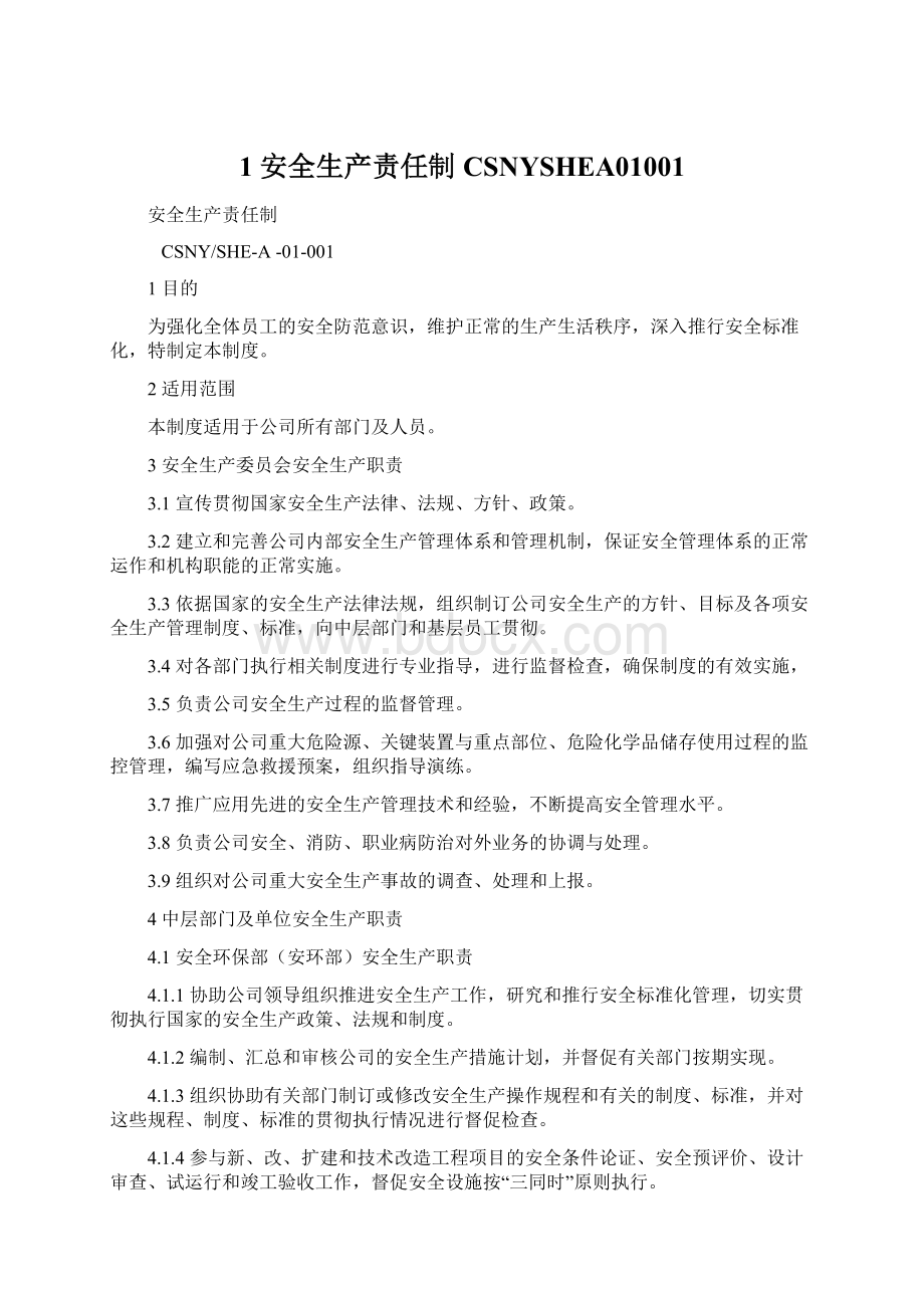 1安全生产责任制 CSNYSHEA01001文档格式.docx_第1页