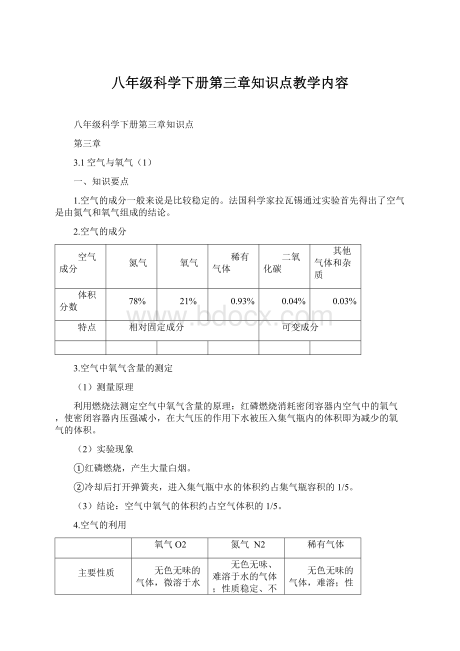 八年级科学下册第三章知识点教学内容.docx_第1页