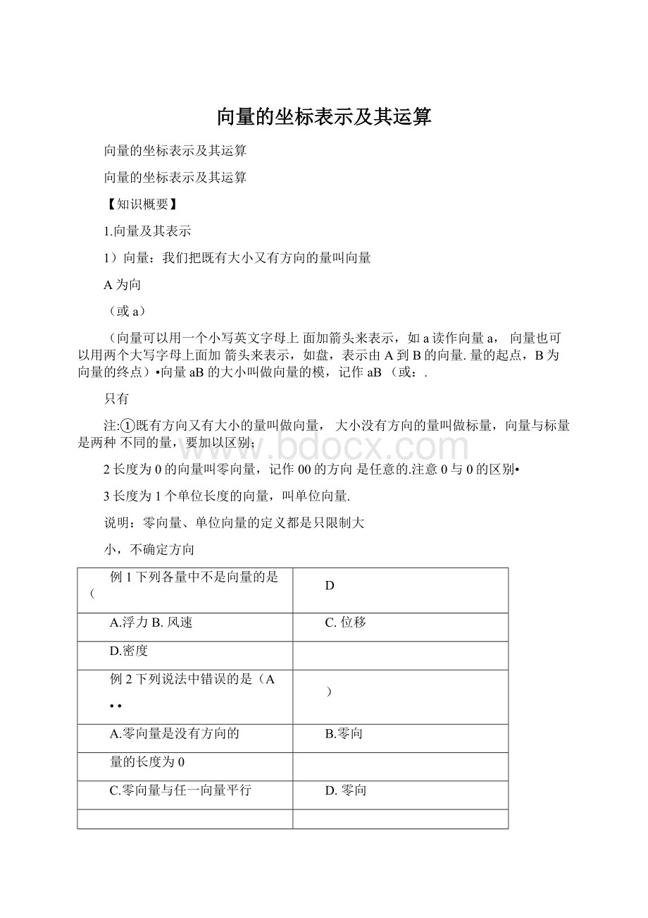 向量的坐标表示及其运算Word文档下载推荐.docx_第1页