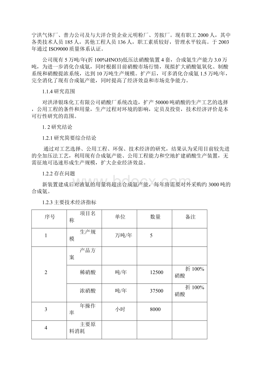 5万吨高压法硝酸工程项目可行性研究报告.docx_第2页