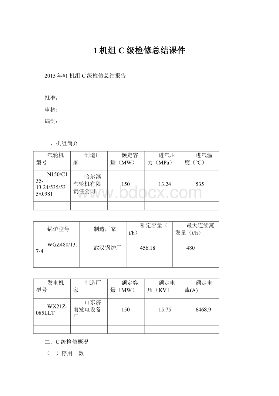 1机组C级检修总结课件Word格式.docx_第1页