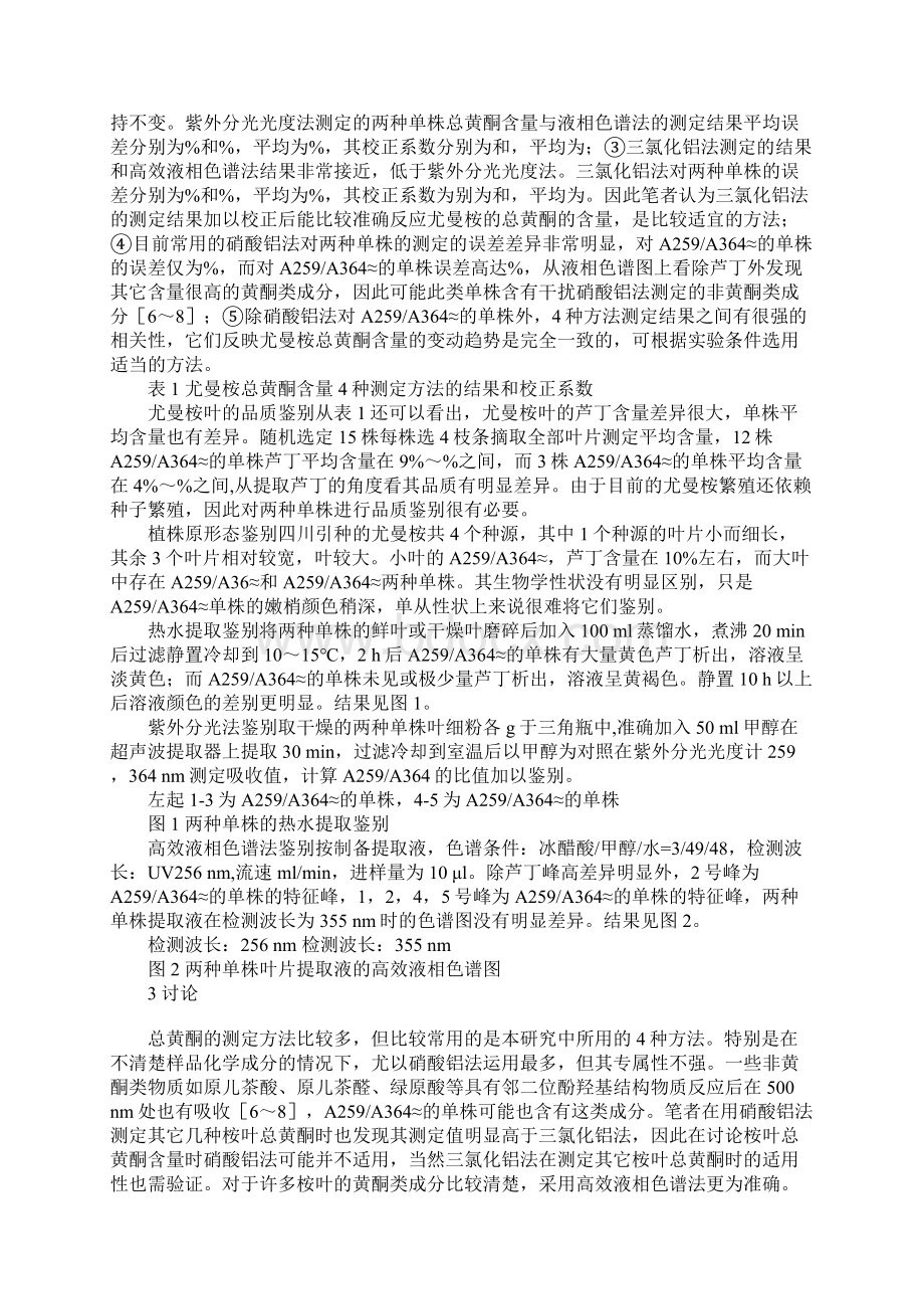 尤曼桉叶总黄酮的测定方法和品质鉴别研究.docx_第3页