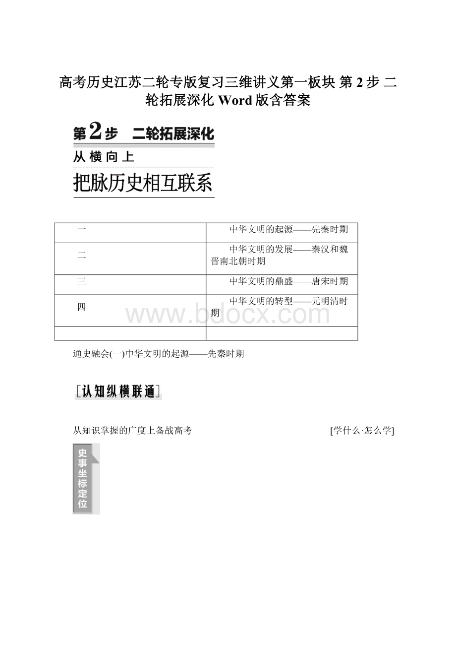 高考历史江苏二轮专版复习三维讲义第一板块 第2步 二轮拓展深化 Word版含答案Word格式.docx_第1页