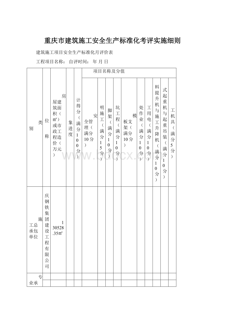 重庆市建筑施工安全生产标准化考评实施细则.docx_第1页