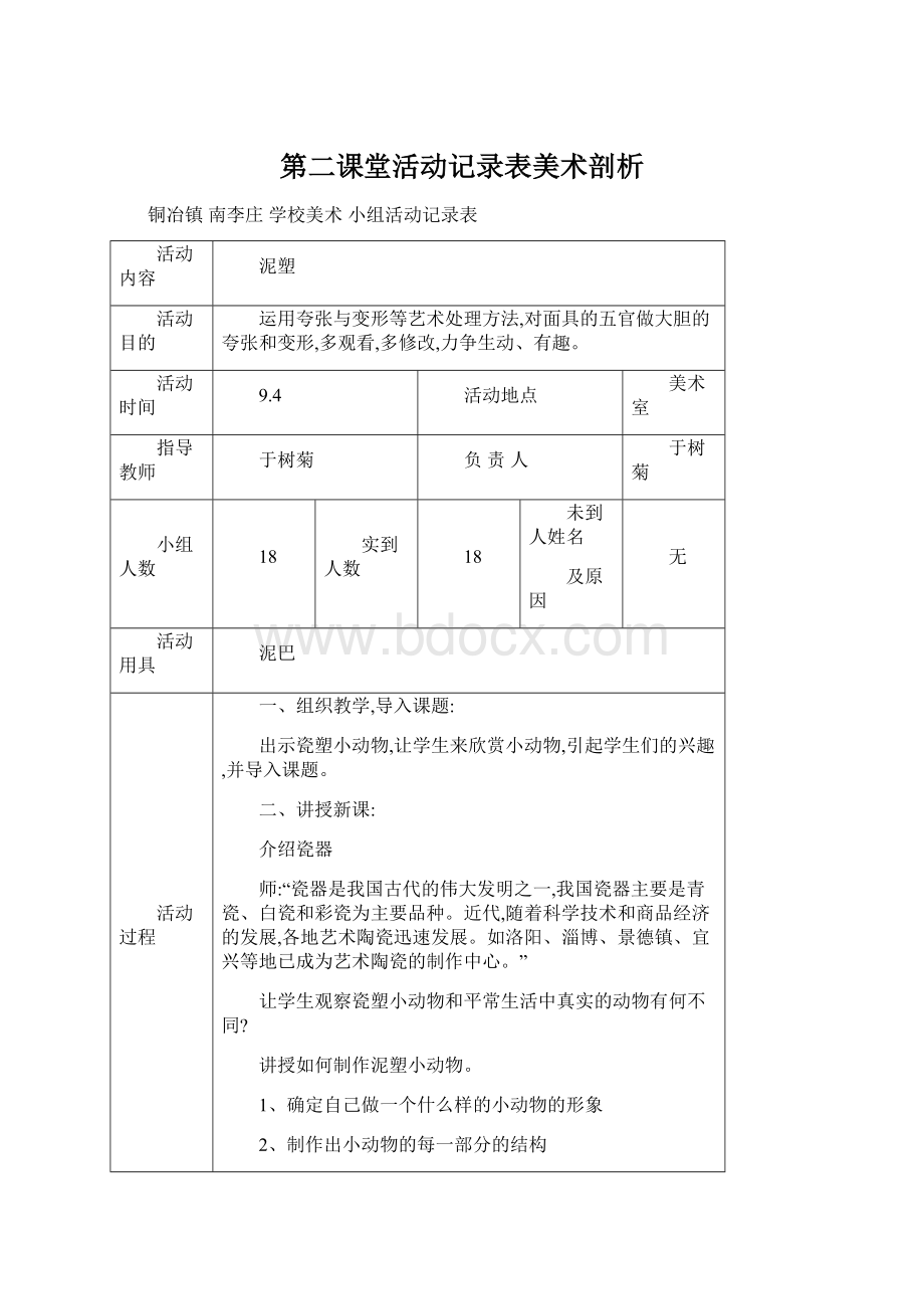 第二课堂活动记录表美术剖析文档格式.docx