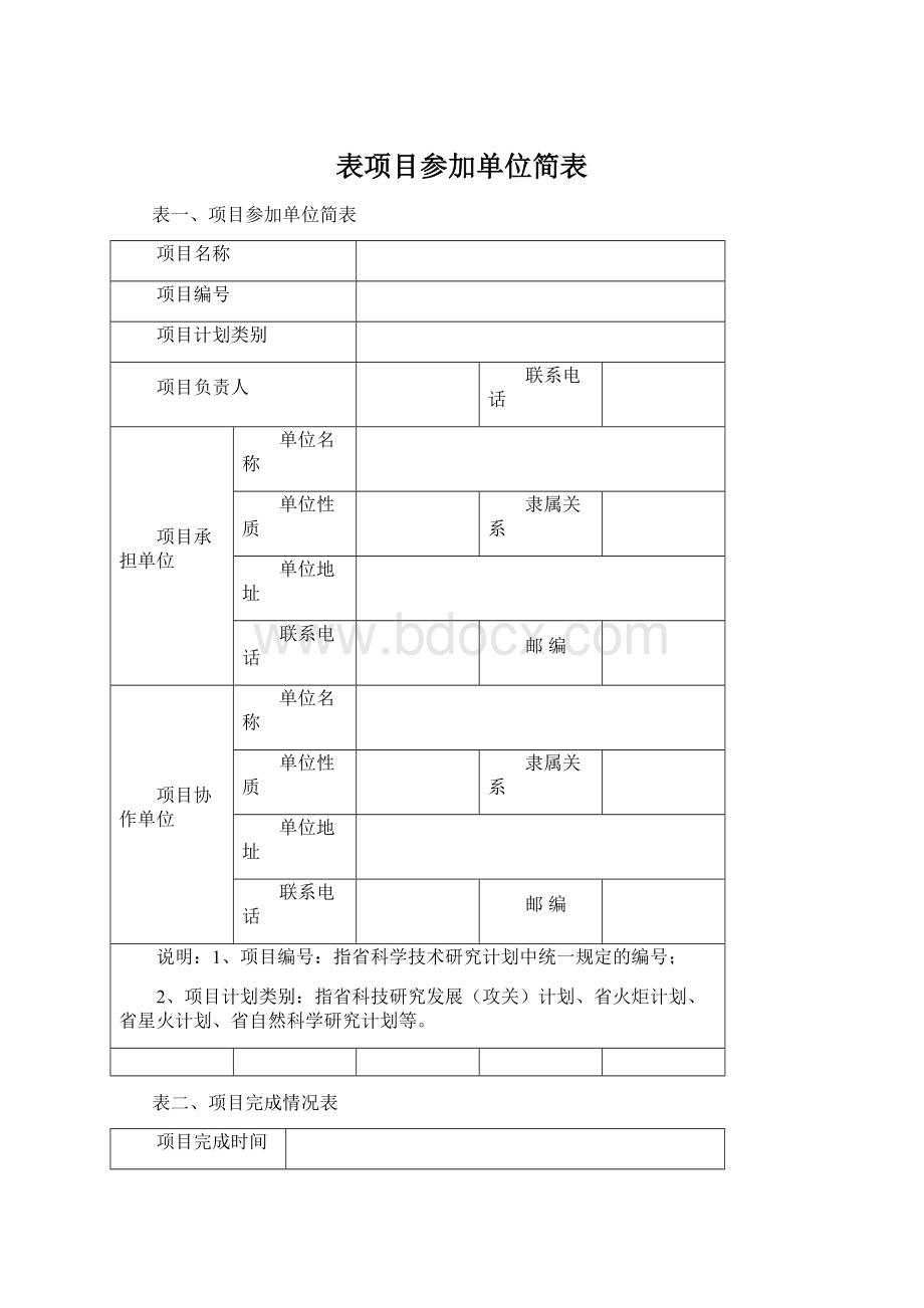 表项目参加单位简表.docx