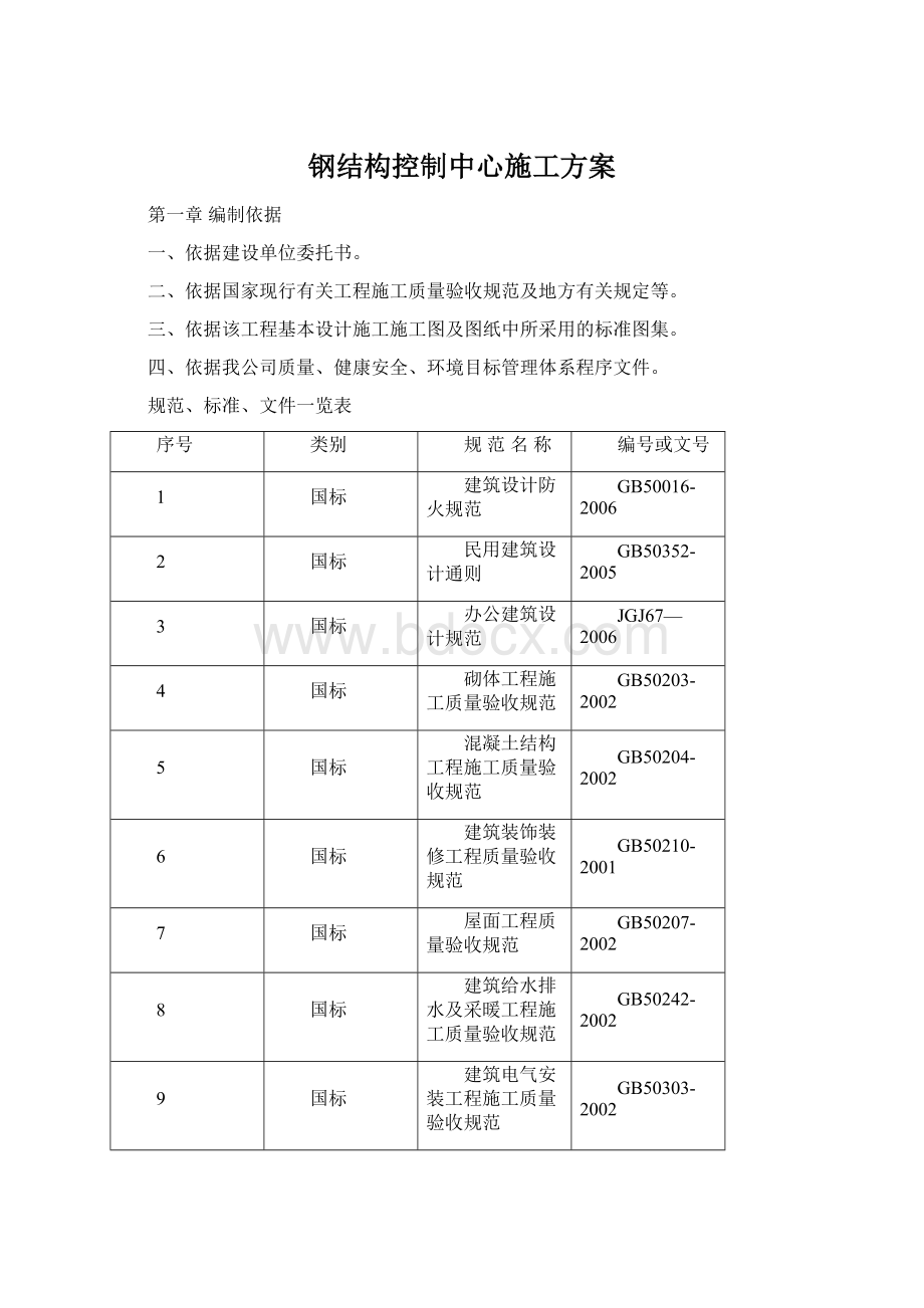 钢结构控制中心施工方案Word格式文档下载.docx