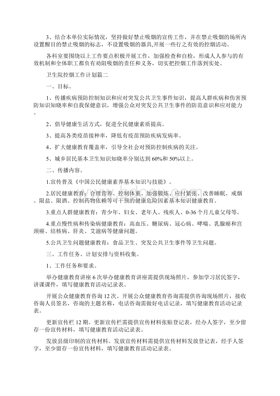 卫生院控烟工作计划文档格式.docx_第2页