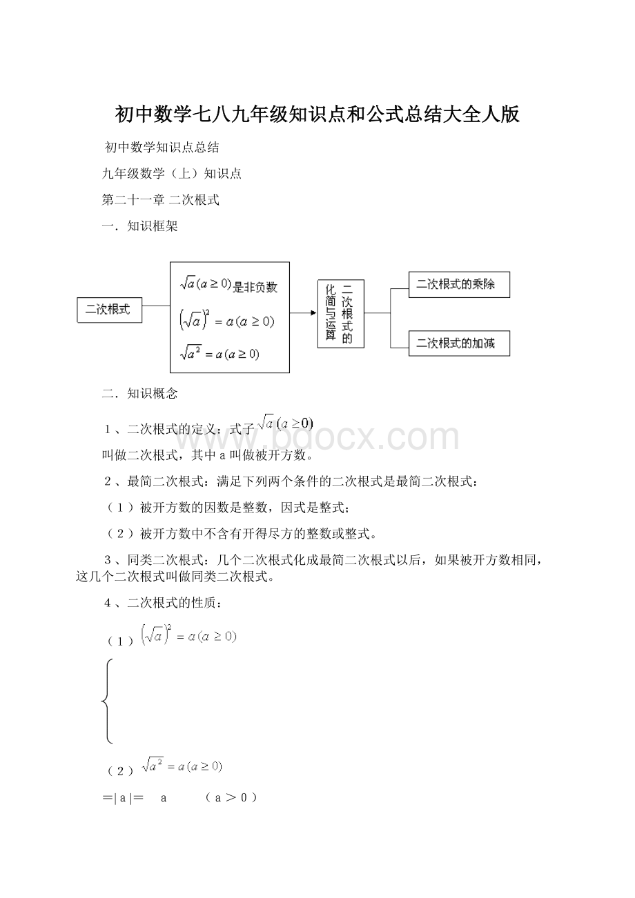 初中数学七八九年级知识点和公式总结大全人版.docx_第1页