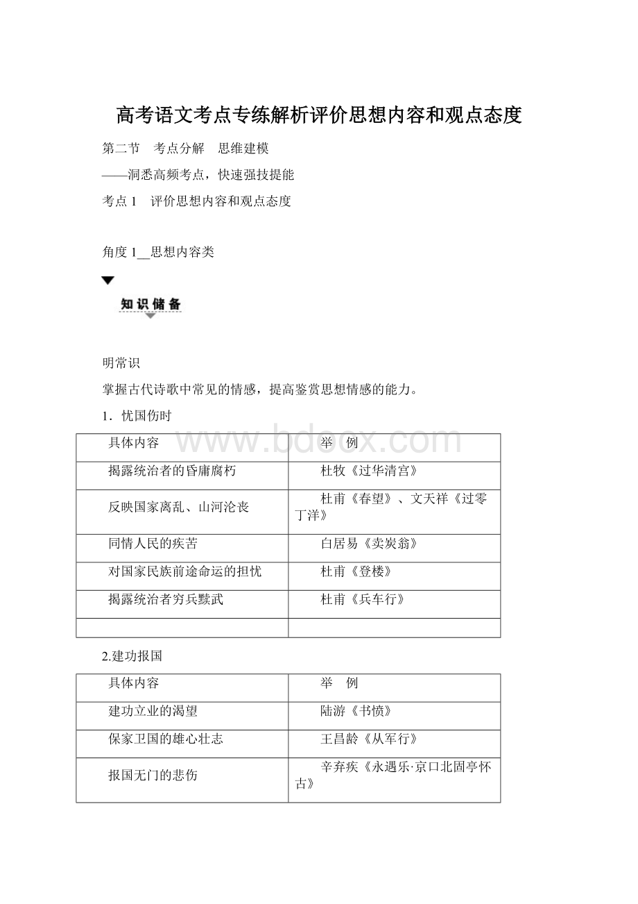 高考语文考点专练解析评价思想内容和观点态度.docx_第1页