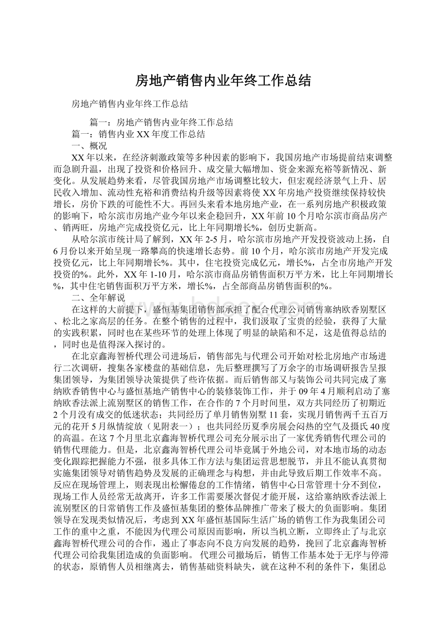 房地产销售内业年终工作总结文档格式.docx_第1页