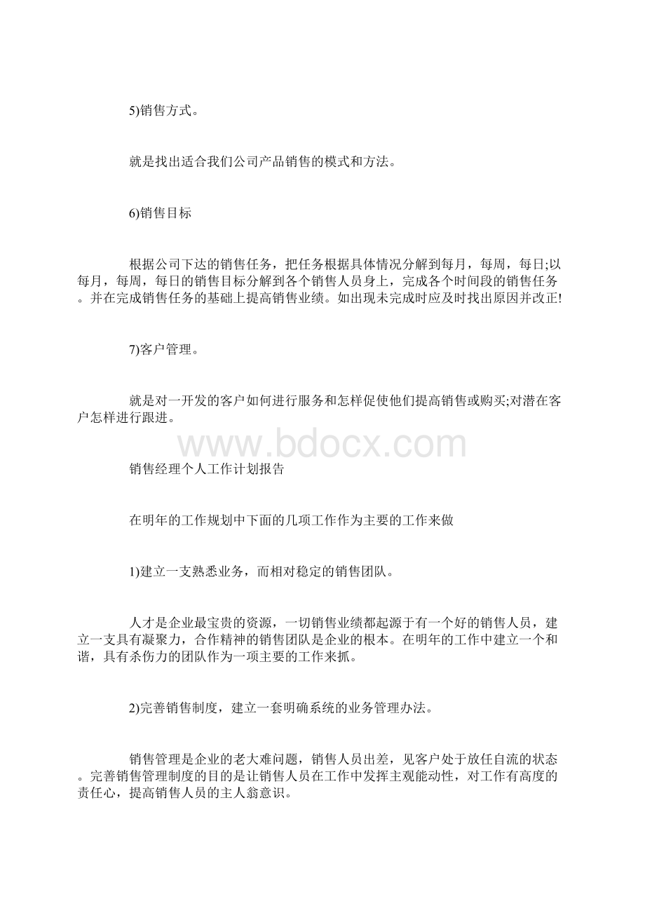 销售经理个人工作计划报告文档格式.docx_第2页