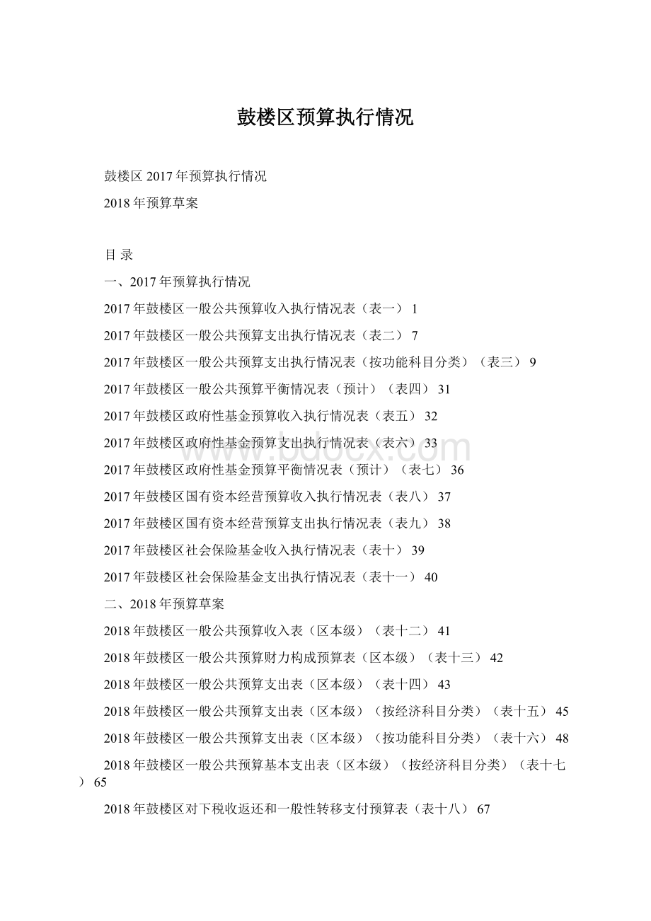 鼓楼区预算执行情况Word文档格式.docx