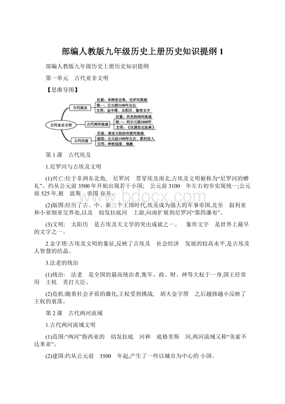 部编人教版九年级历史上册历史知识提纲1Word文档下载推荐.docx_第1页