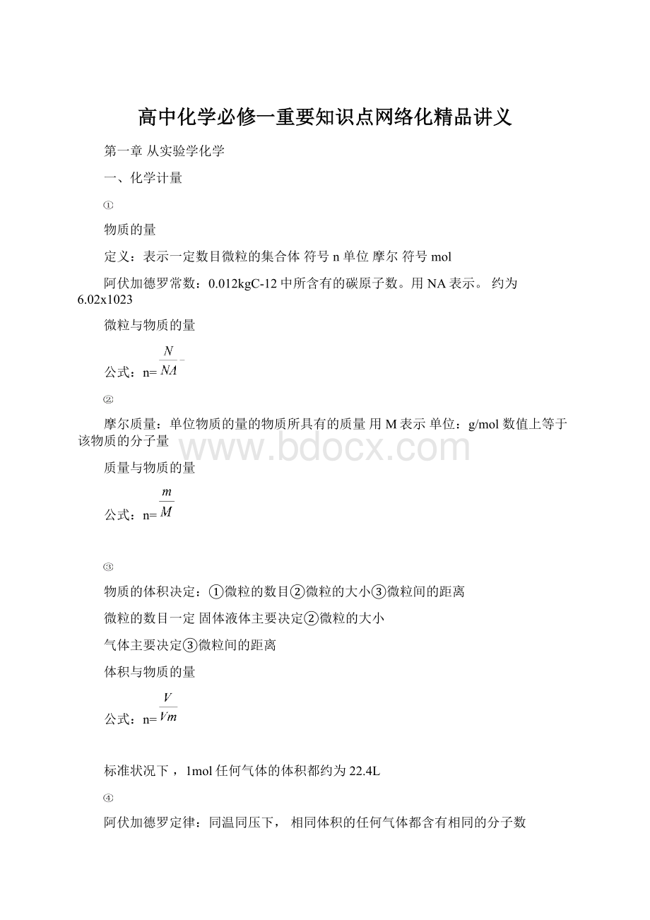 高中化学必修一重要知识点网络化精品讲义.docx_第1页