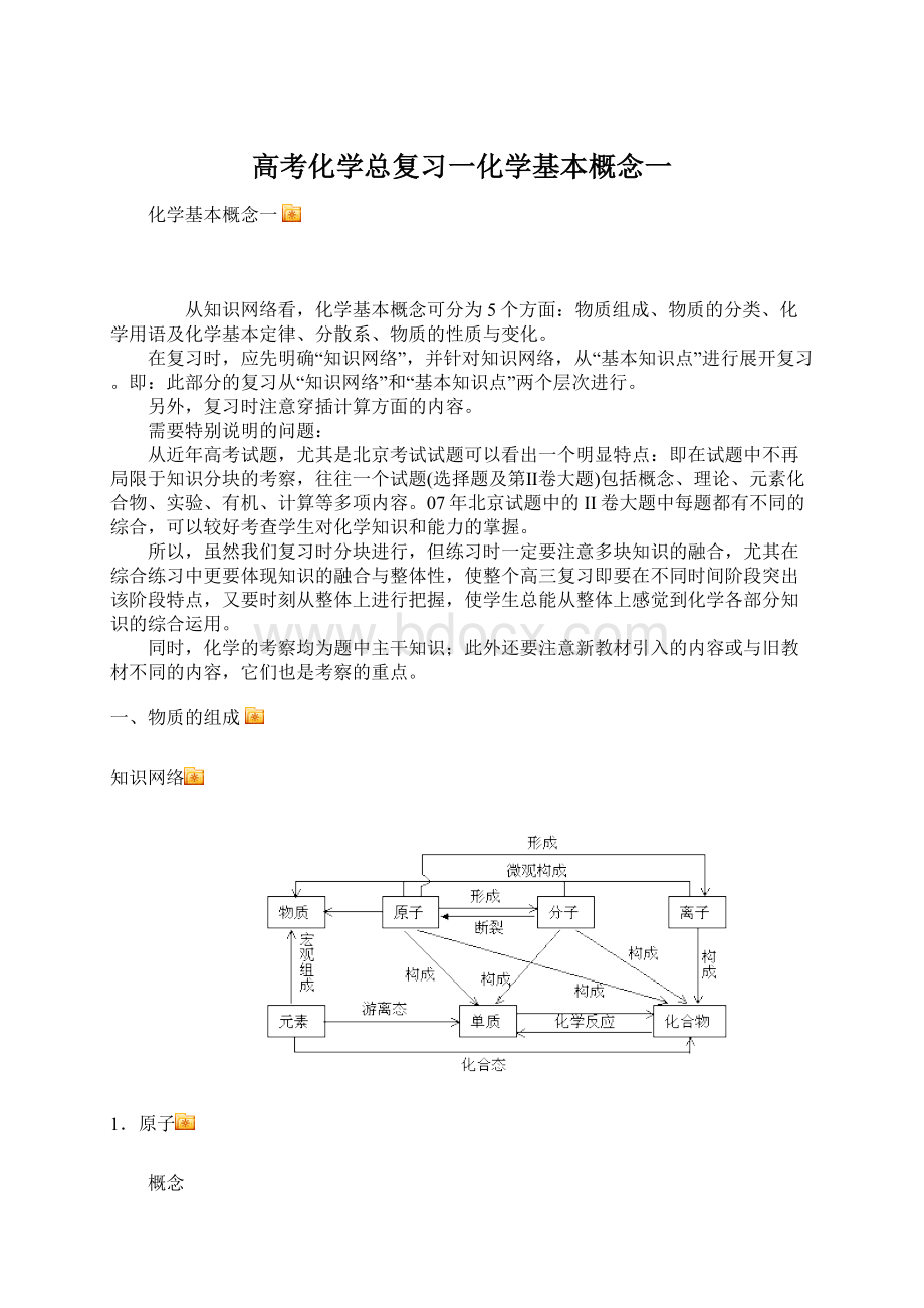 高考化学总复习一化学基本概念一.docx