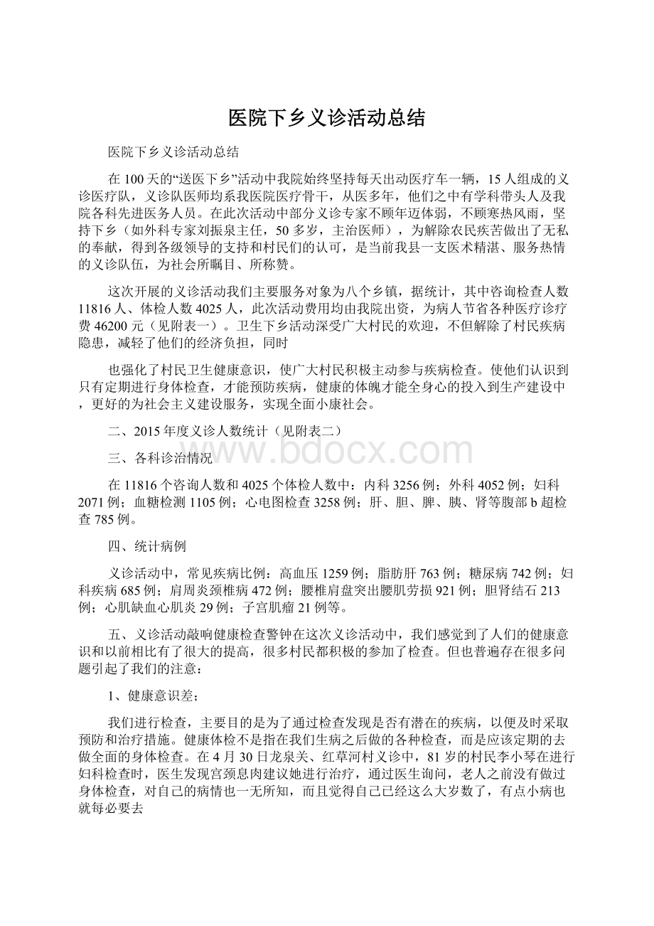 医院下乡义诊活动总结文档格式.docx_第1页