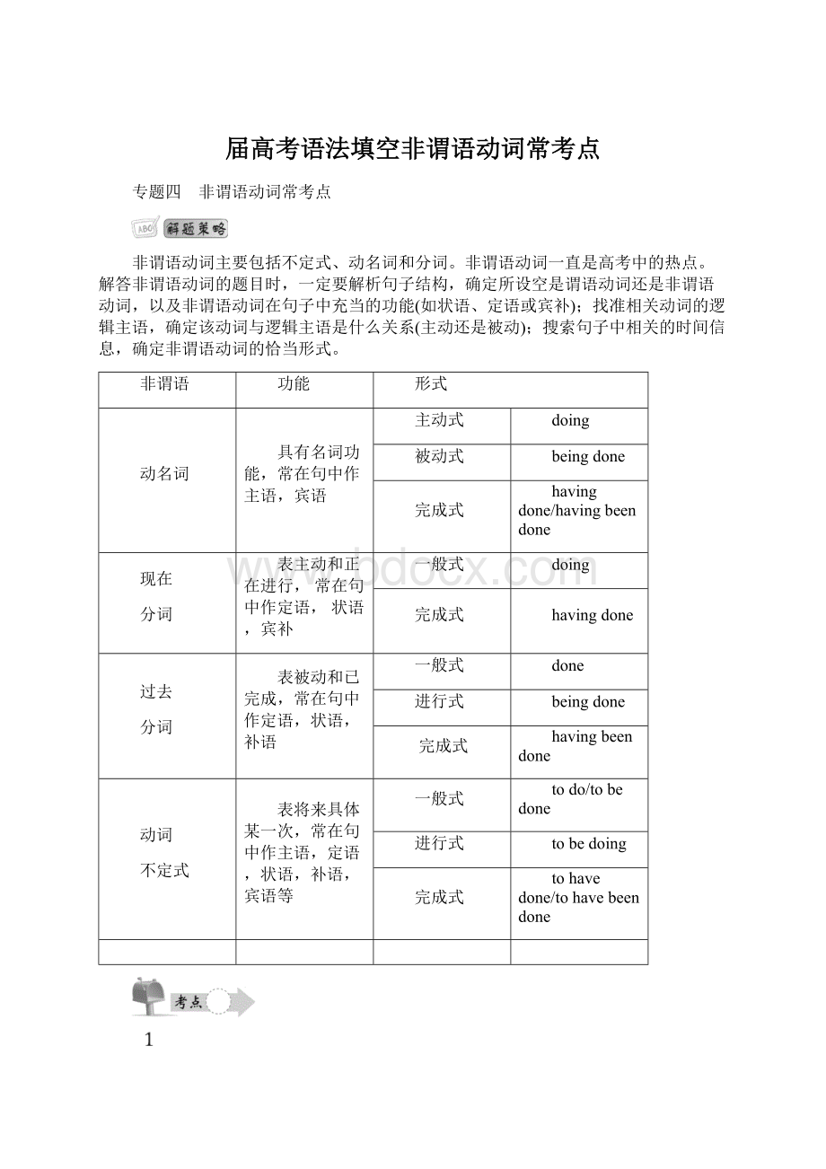 届高考语法填空非谓语动词常考点.docx_第1页